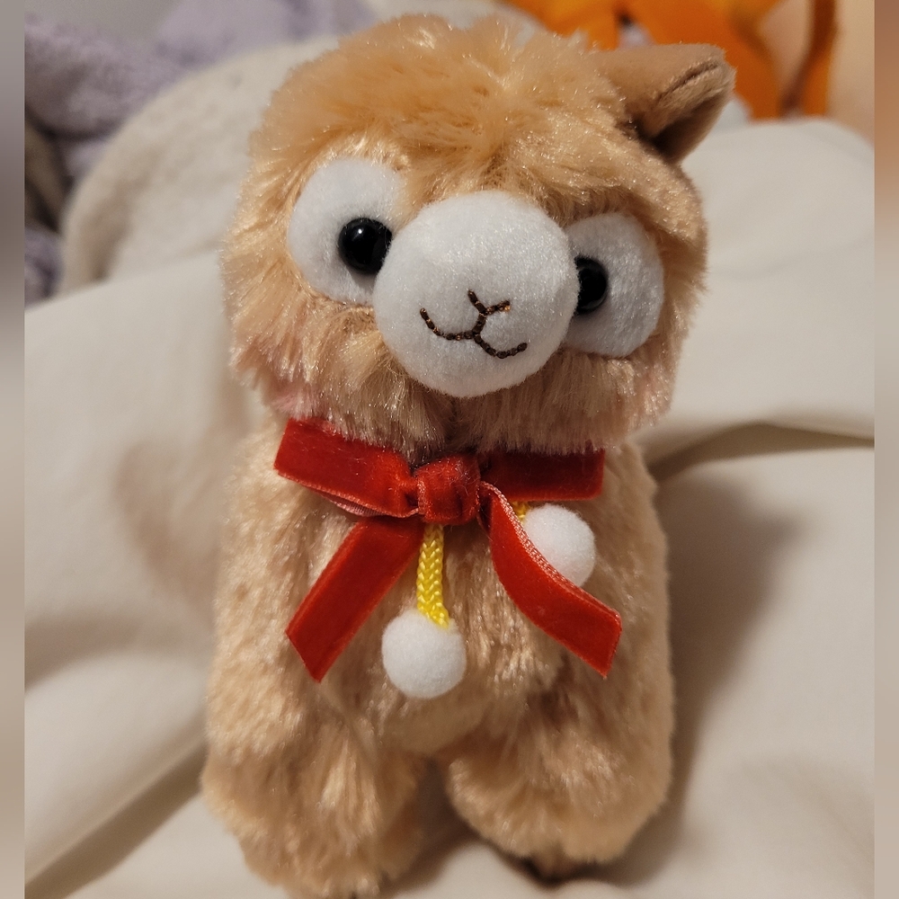 Alpacasso Amuse Velvet Ribbon brown Alpaca plush stuffed toy